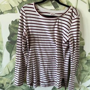 Pixley Striped Top with faux leather elbow protector